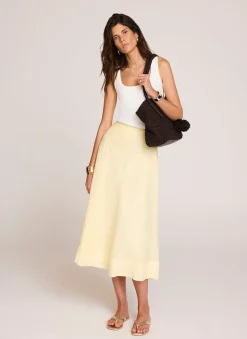 Online Ramie Drop Waist Midi Skirt Midi Skirts|Skirts