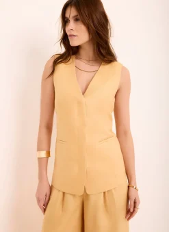 Discount Ramie Longline Waistcoat Waistcoats|All Tops