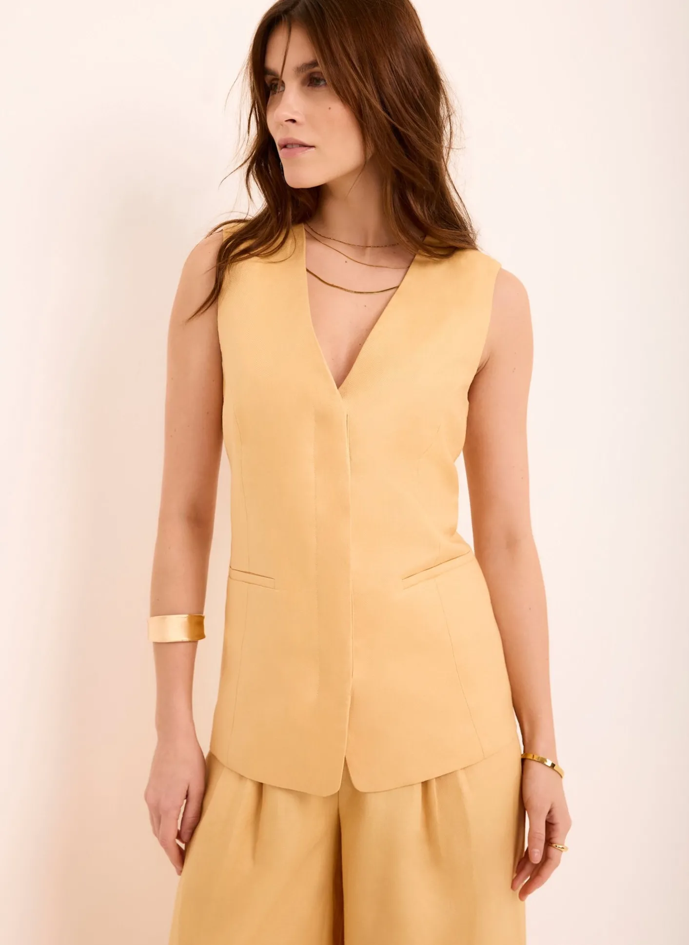 Discount Ramie Longline Waistcoat Waistcoats|All Tops