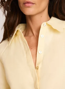 Hot Ramie Scallop Puff Sleeve Shirt Shirts & Blouses