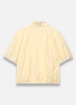 Hot Ramie Scallop Puff Sleeve Shirt Shirts & Blouses