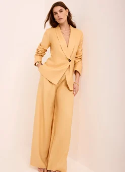 Sale Ramie Single Breasted Blazer Jackets