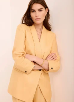 Sale Ramie Single Breasted Blazer Jackets