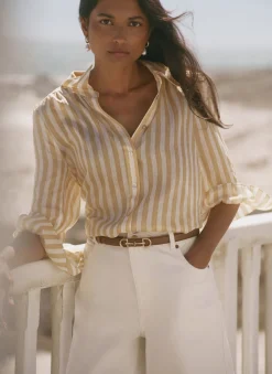 New Striped Ruffle Detail Shirt Shirts & Blouses|All Tops