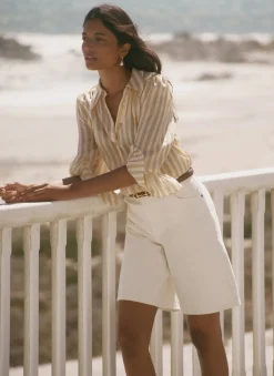 New Striped Ruffle Detail Shirt Shirts & Blouses|All Tops