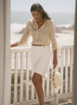 New Striped Ruffle Detail Shirt Shirts & Blouses|All Tops