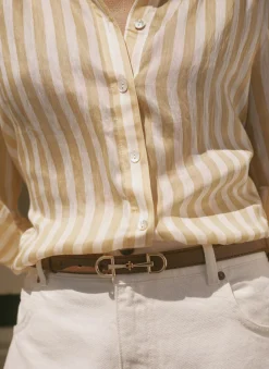 New Striped Ruffle Detail Shirt Shirts & Blouses|All Tops
