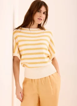 Discount Striped Textured Knit Top Jumpers|Jumpers & Cardigans
