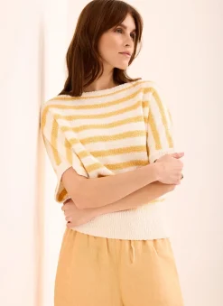Discount Striped Textured Knit Top Jumpers|Jumpers & Cardigans